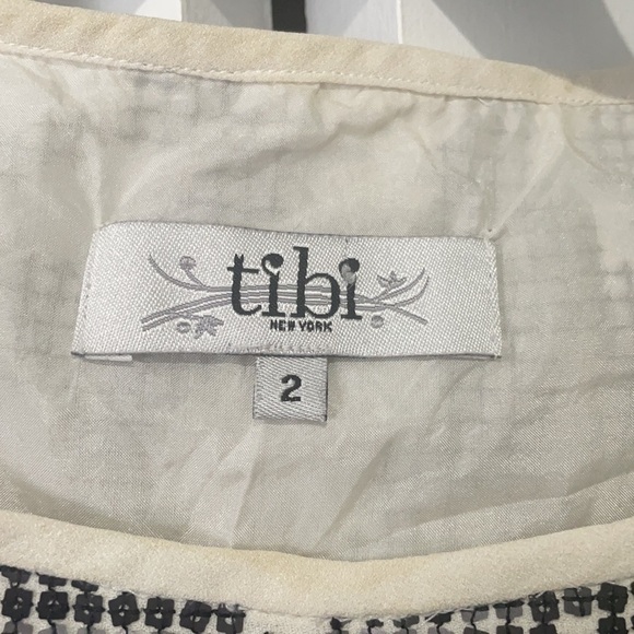 TIBI White With Black Sequins Pull Over Silk Dress - Picture 7 of 16